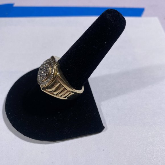 Mens 0.46 ctw Diamond Circle Shaped Ring 10k yg size 10 - Picture 3 of 5